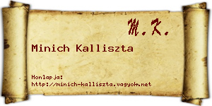 Minich Kalliszta névjegykártya